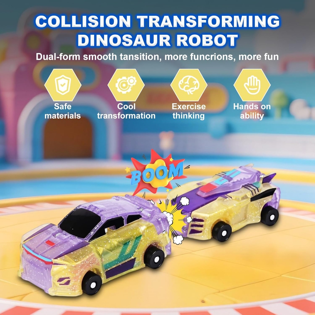 Brinquedo Carrinho Robô Dragão Transformável Colisão Magnética Automático 2 em 1 Presente Menino — imagem 2 de 2