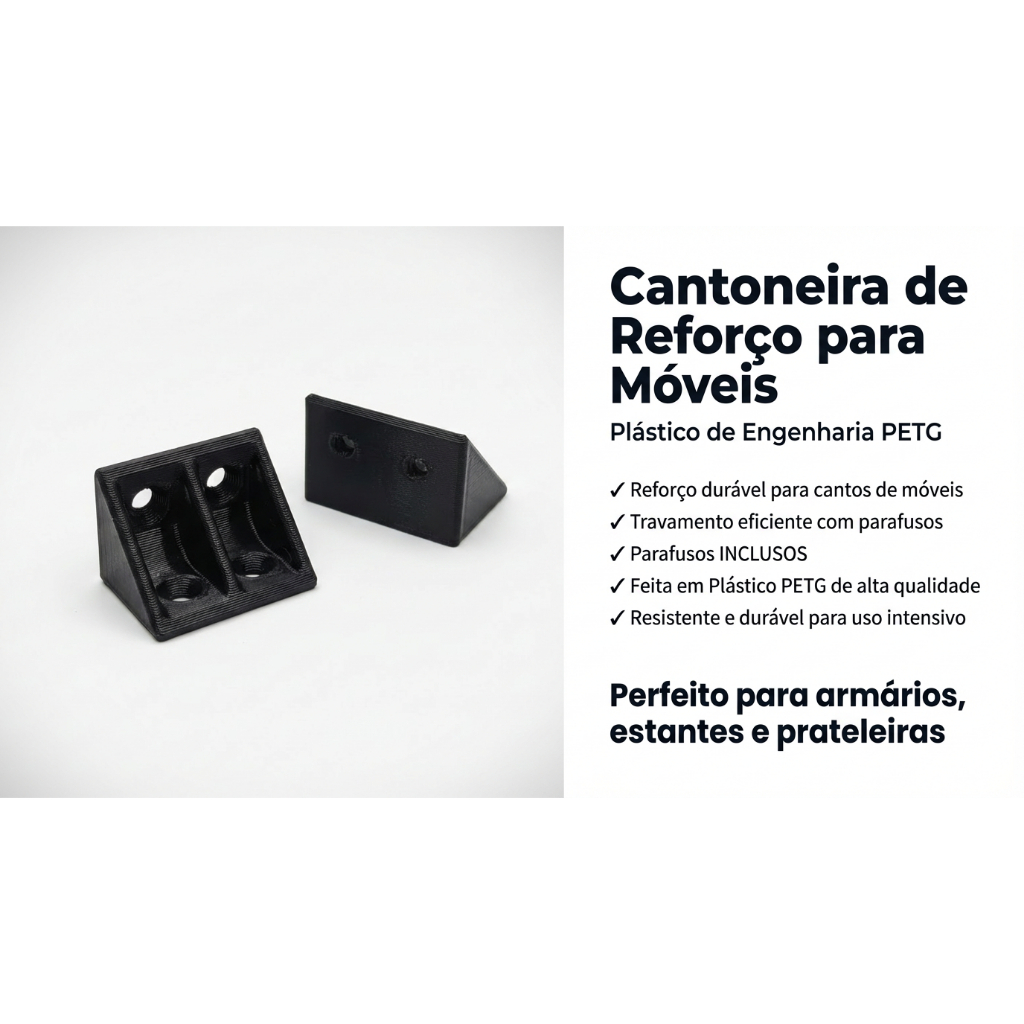 KIT Suporte prateleira cantoneira reforço 20x20x30 - Mão Francesa Recupera Moveis Preto ou Branco