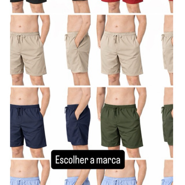 Shorts bermuda masculina no tecido elastano estilho mauricinho marcas famosa lisa com bordado