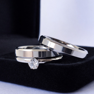 Par de Alianças de Namoro compromisso Chanfradas 4MM Com Anel Solitário Caixinha de Veludo par anel em Oferta na Shopee
