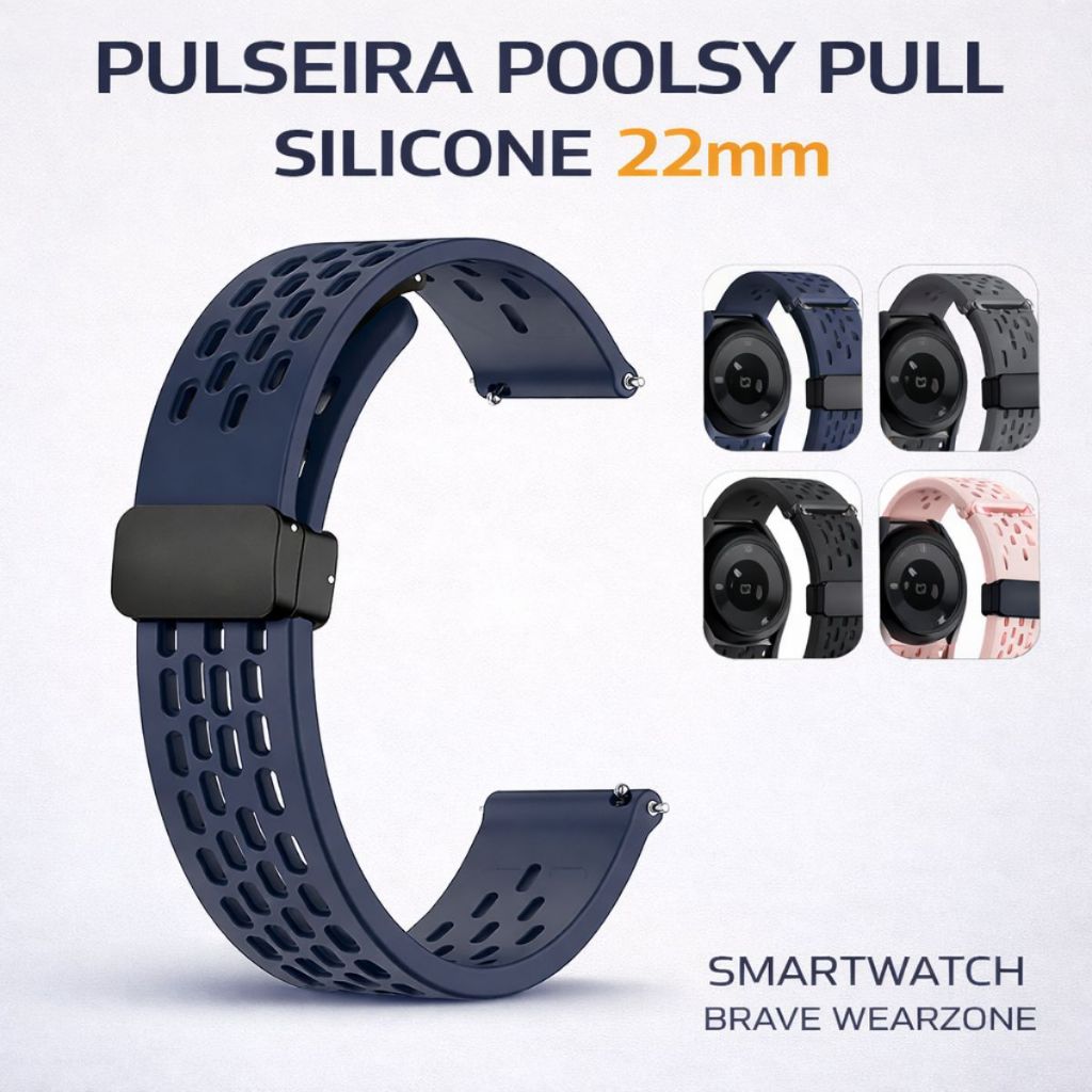 Pulseira Smartwatch 22 mm Silicone Sport Para Smartwatch Wearzone Brave