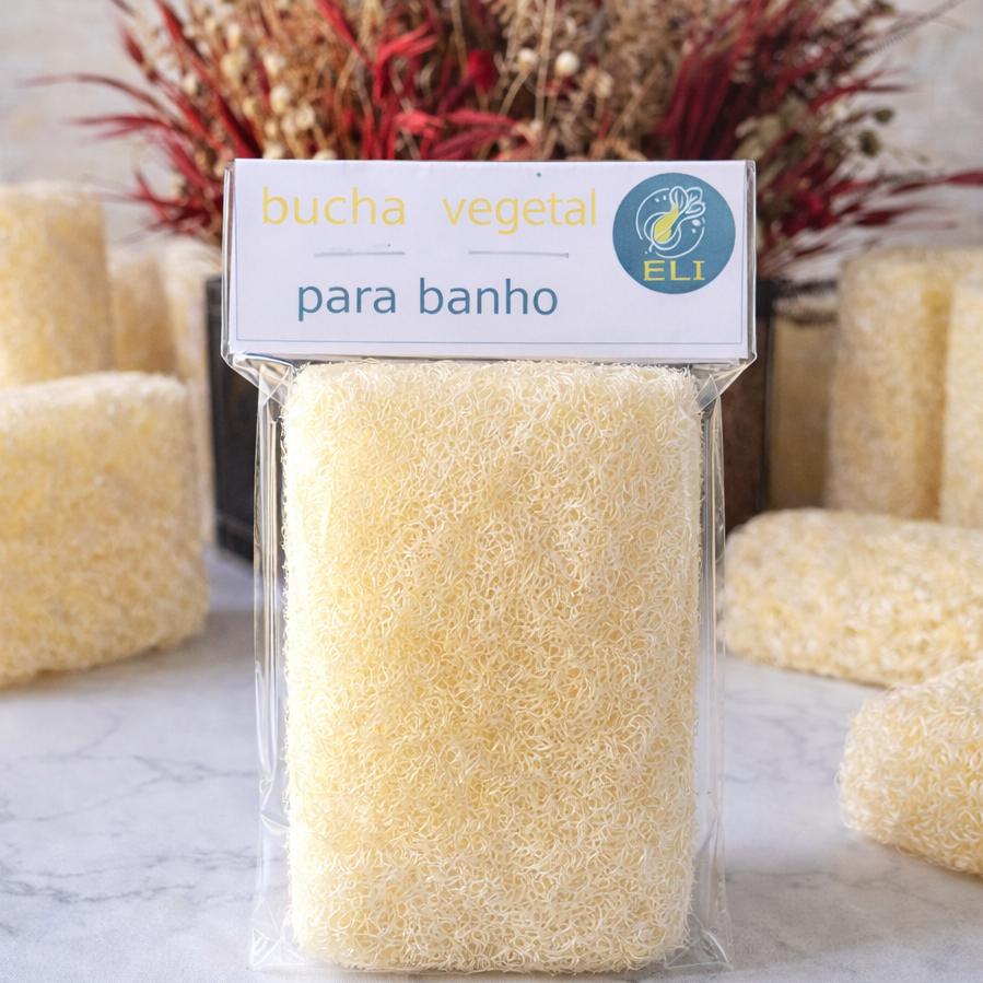 Bucha Vegetal Natural para Banho Corporal com Fibra Natural, Uso Diário e Higiene da Pele em Oferta na Shopee