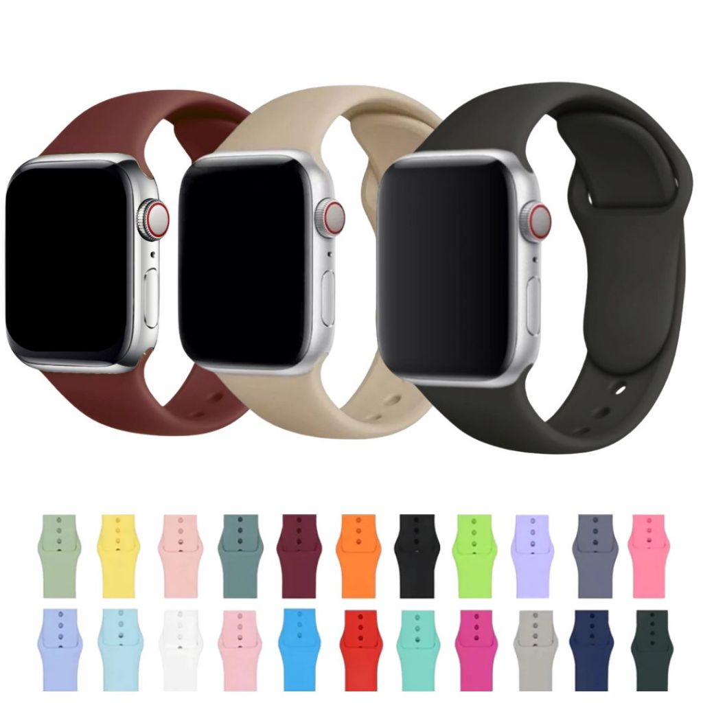 Pulseira Smartwatch Silicone compatível Apple Watch 42/44/45/46/49mm 38/40/41mm Series 1 2 3 4 5 6 7 8 9 Ultra Se e IWO