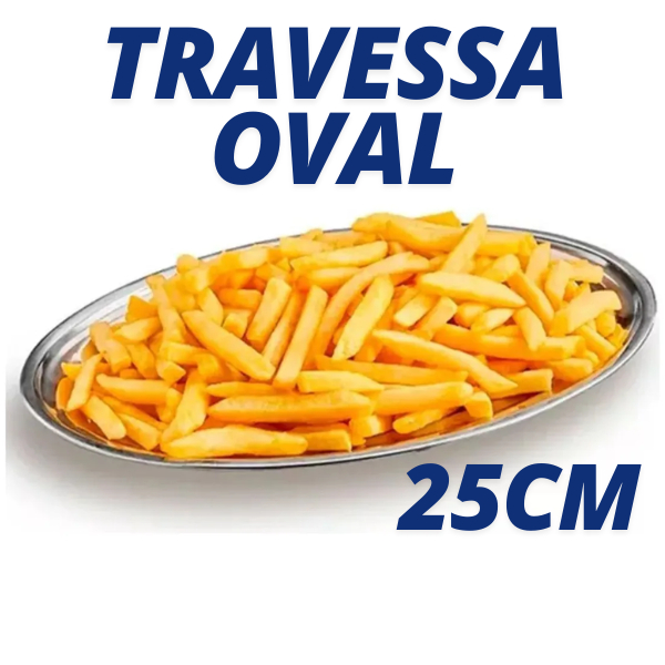 Travessa Oval Bandeja Inox Rasa Bar Restaurante 25cm
