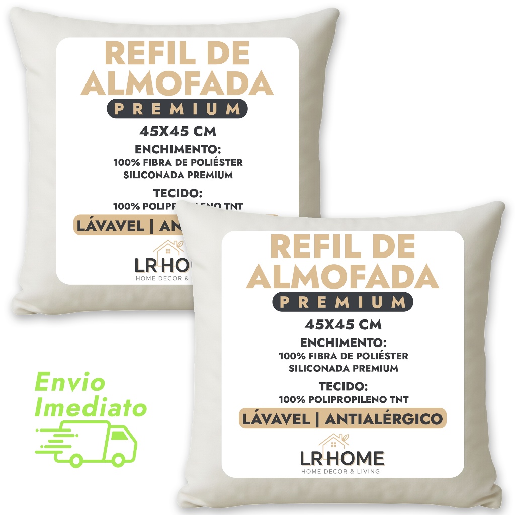 Kit 2 Refil Enchimento Para Almofada 45x45 cm  Ideal Para Travesseiro Cama Sala Sofá e Quarto em Oferta na Shopee