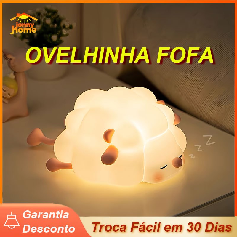 Fofo Ovelha Luminária Noturna Led Luz Quente Com Sensor Toque Touch Abajur Decorativo Casa