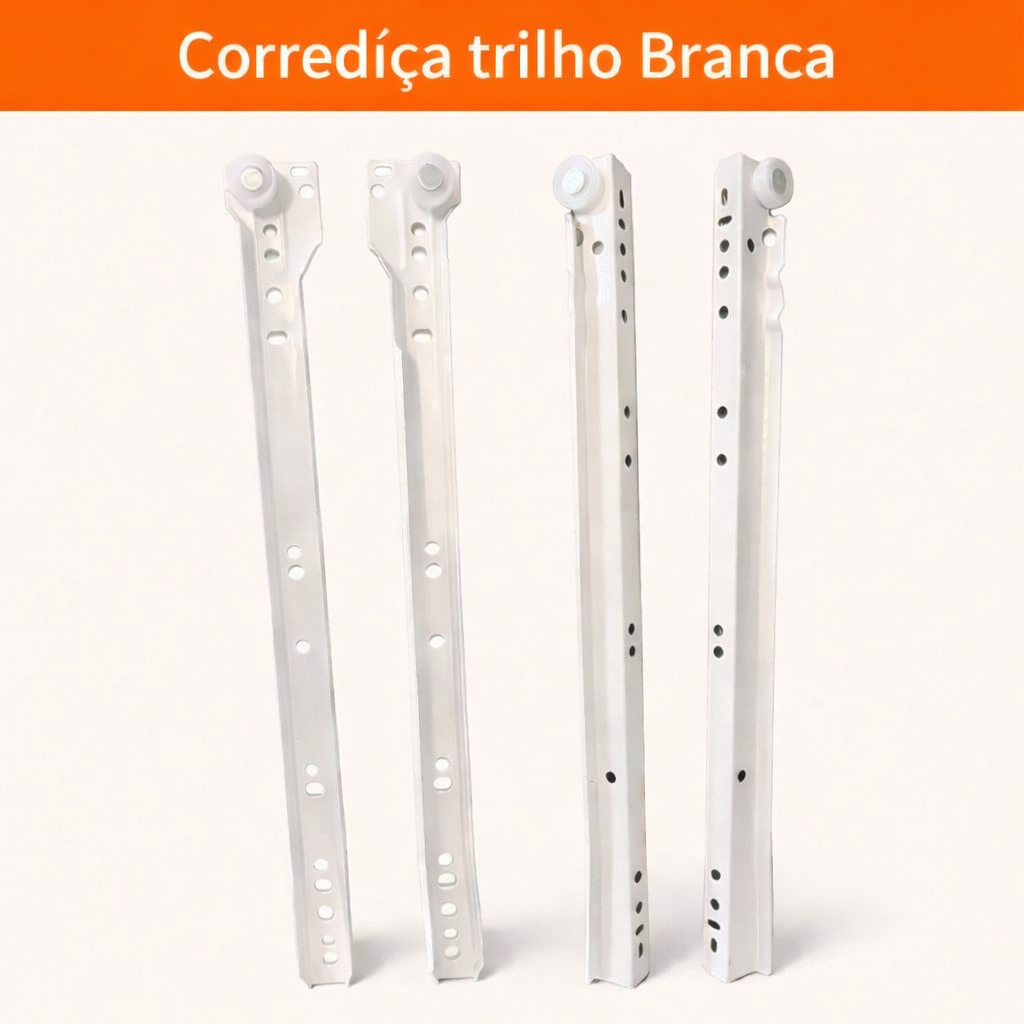 Kit Corrediça Trilho Branca Roldana Movéis Gavetas Gaveteiros Metal 35cm 40cm Resistente 20kg em Oferta na Shopee
