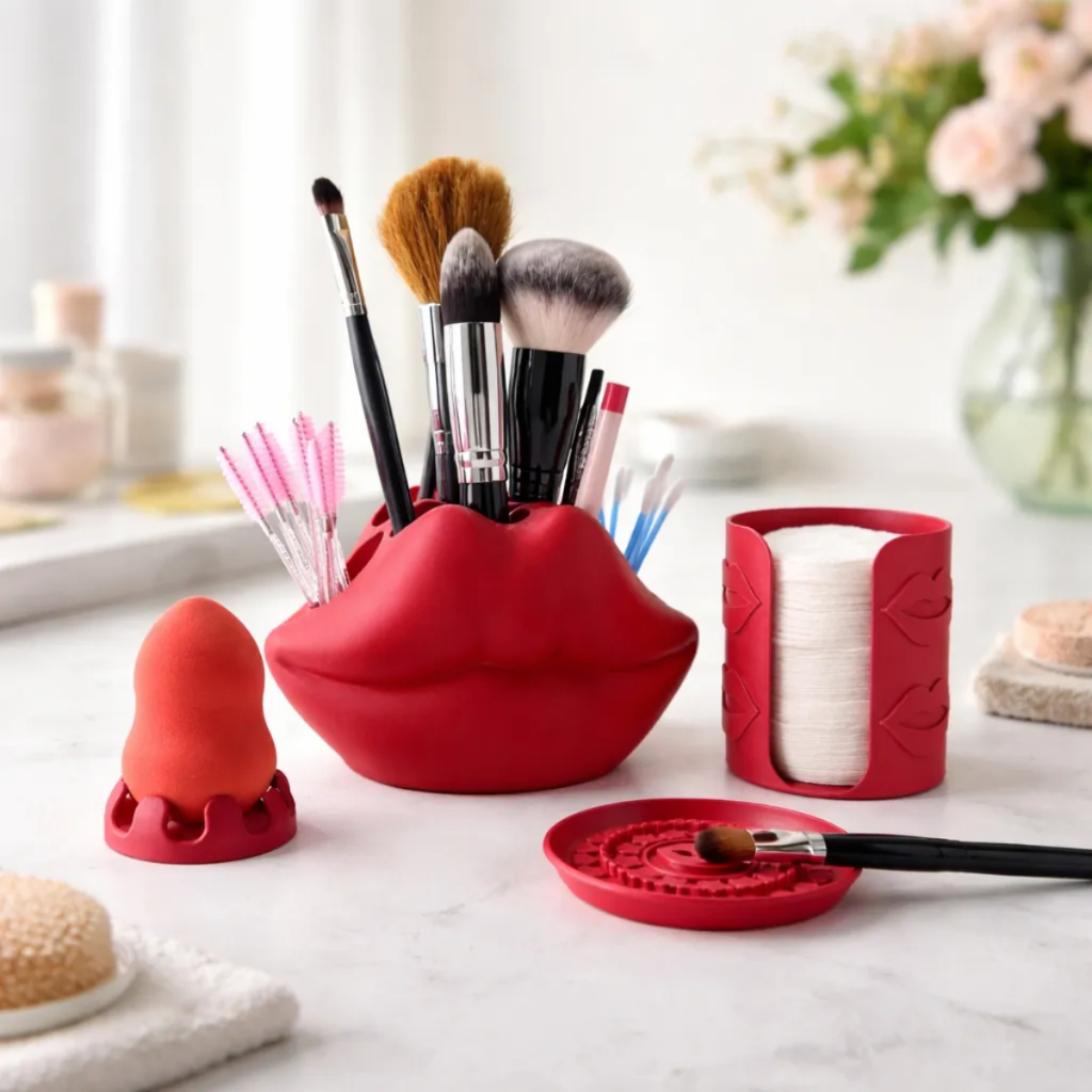 Kit Organizador Porta Objeto Pincel Maquiagem Bancada Boca Gloss Lápis Porta Algodão Presente