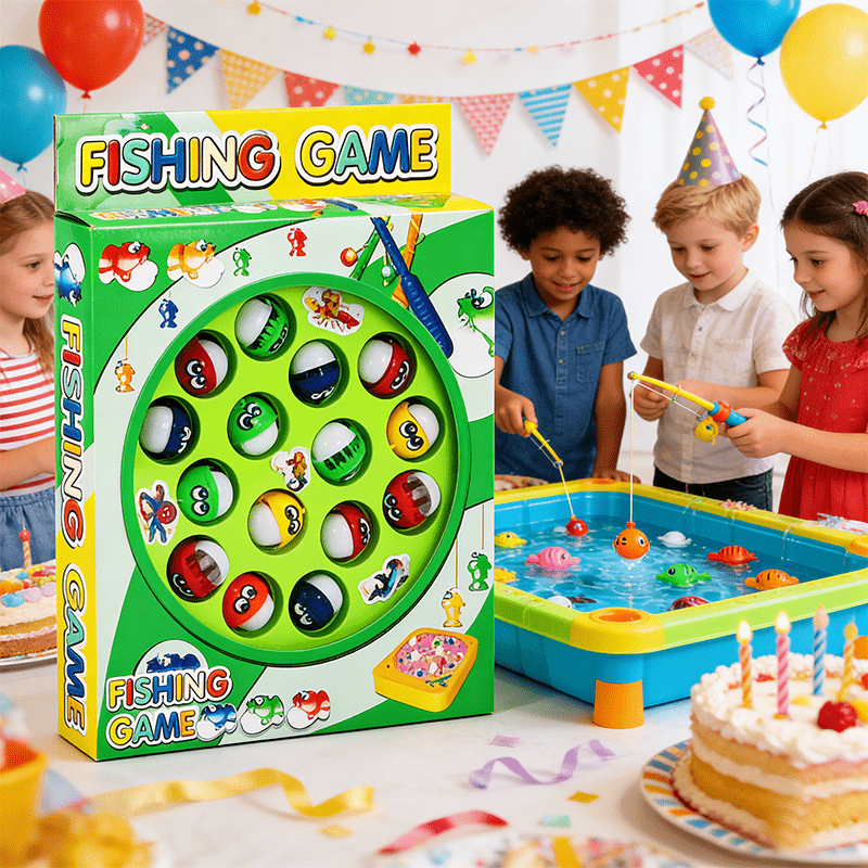 Jogo Pega Peixe Musical Infantil Pescaria Giratório c/ 15 Peixinhos Brinquedo Educativo