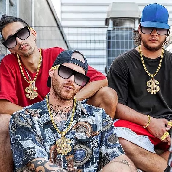 Pacote de Colares Dourados para Homens - Estilo Rapper, Urbano e Heroico - Pingentes Variados