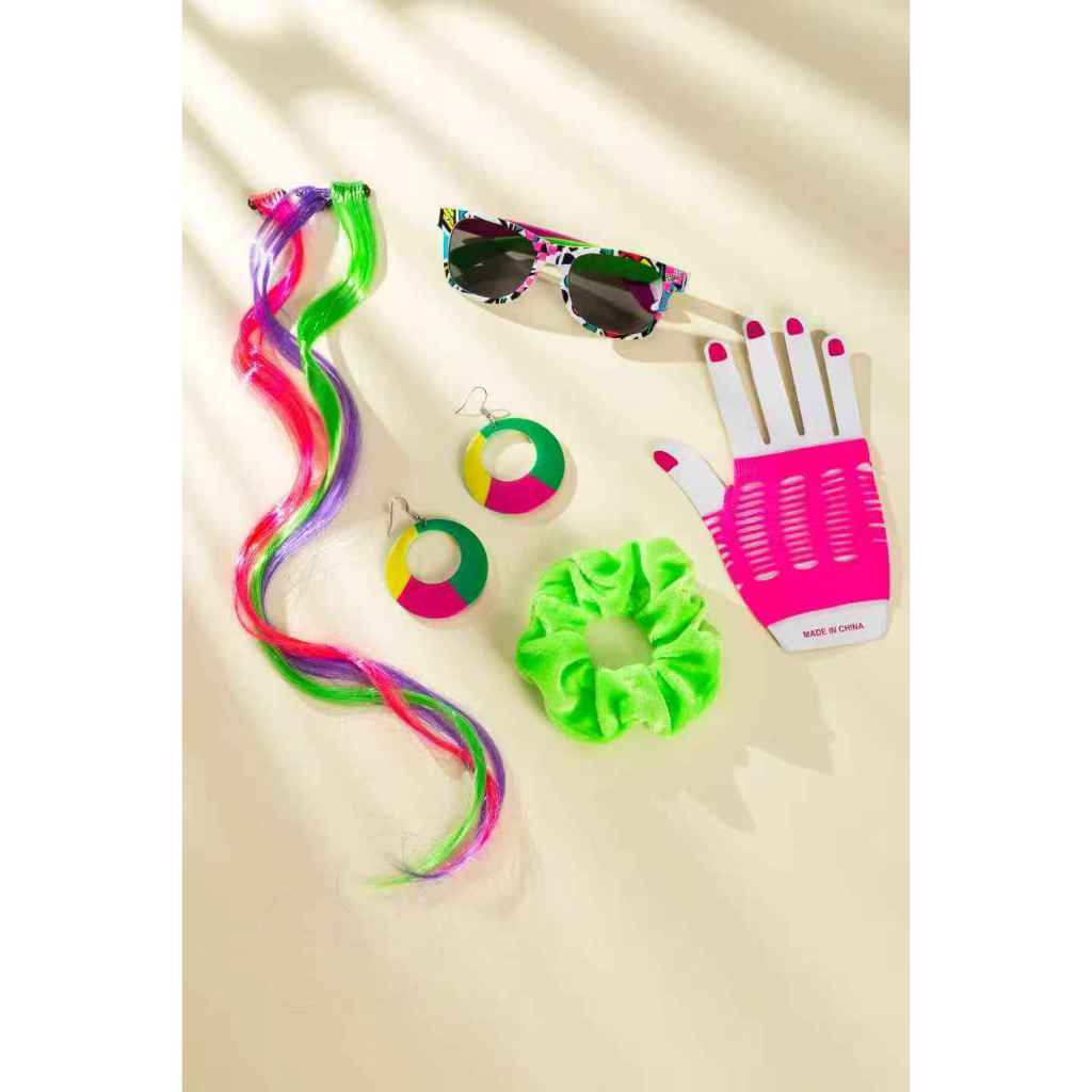 Kit Fantasia Anos 80 Pop Diva - Acessórios Coloridos para Festas e Carnaval