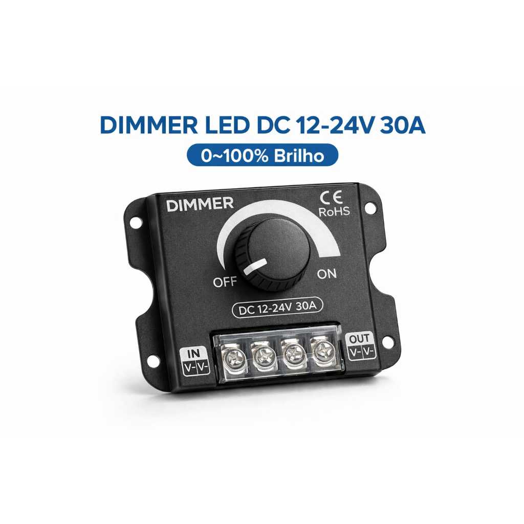 Controlador Dimmer Fita De Led 12v 24v 30a Ajuste Cor Preto em Oferta na Shopee