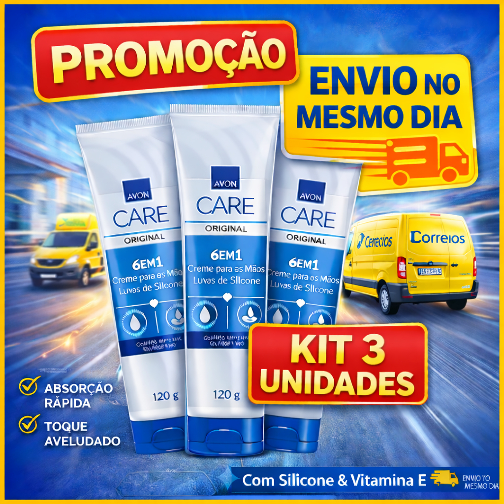Kit 3 Cremes de Mãos Avon Care Luvas de Silicone 120g Protetor Para Mãos 6 em 1 Hidratante