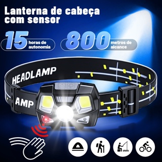 4 PCS Lanterna Cabeça LED Recarregável com Sensor 1000 Lumens IPX4 Headlamp Forte em Oferta na Shopee