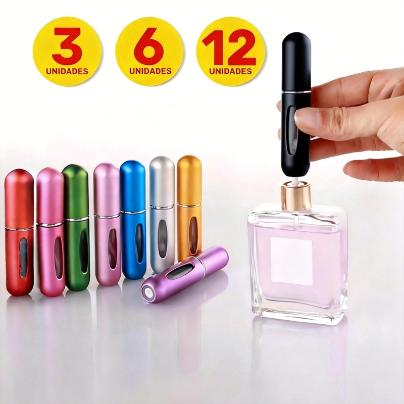Imagem Kit 3 6 ou 12 Frasco Perfume Viagem 5ml Recarregável Atomizador Spray Portátil