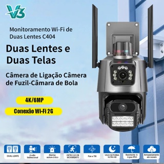 V3 C404 Câmera De Segurança Ip 4K 6MP Prova D'água ,PTZ de Lente Dupla com Alarme de Luz Policial em Oferta na Shopee