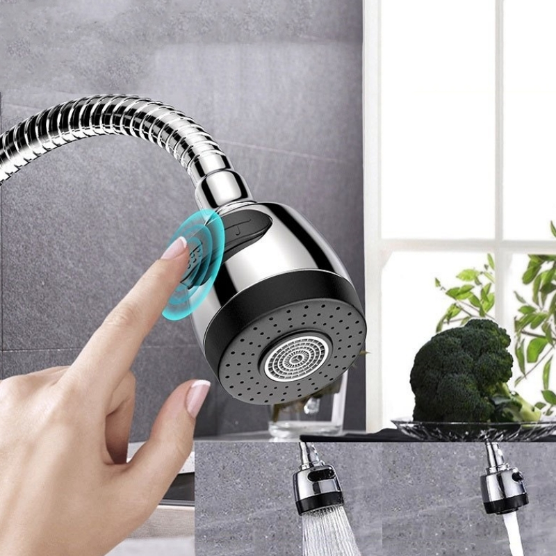 Inox Torneira  Prata/Preto Com Chuveiro Com Rotação De 360° Cozinha Luxo Parede Promoção