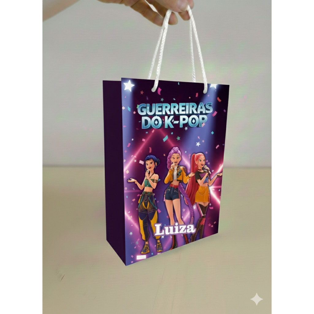 Sacolinha  Guerreiras do K-pop Personalizado Sacolinha Lembrancinha Aniversário PEGUE E MONTE