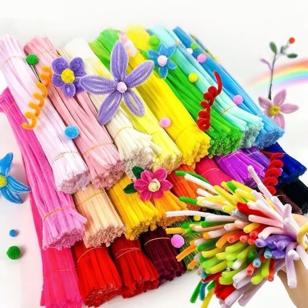 Kit Com 100 Haste De Chenille Limpador De Cachimbo 30 Cm Arame Encapado Para arte Fios Artesanato em Oferta na Shopee