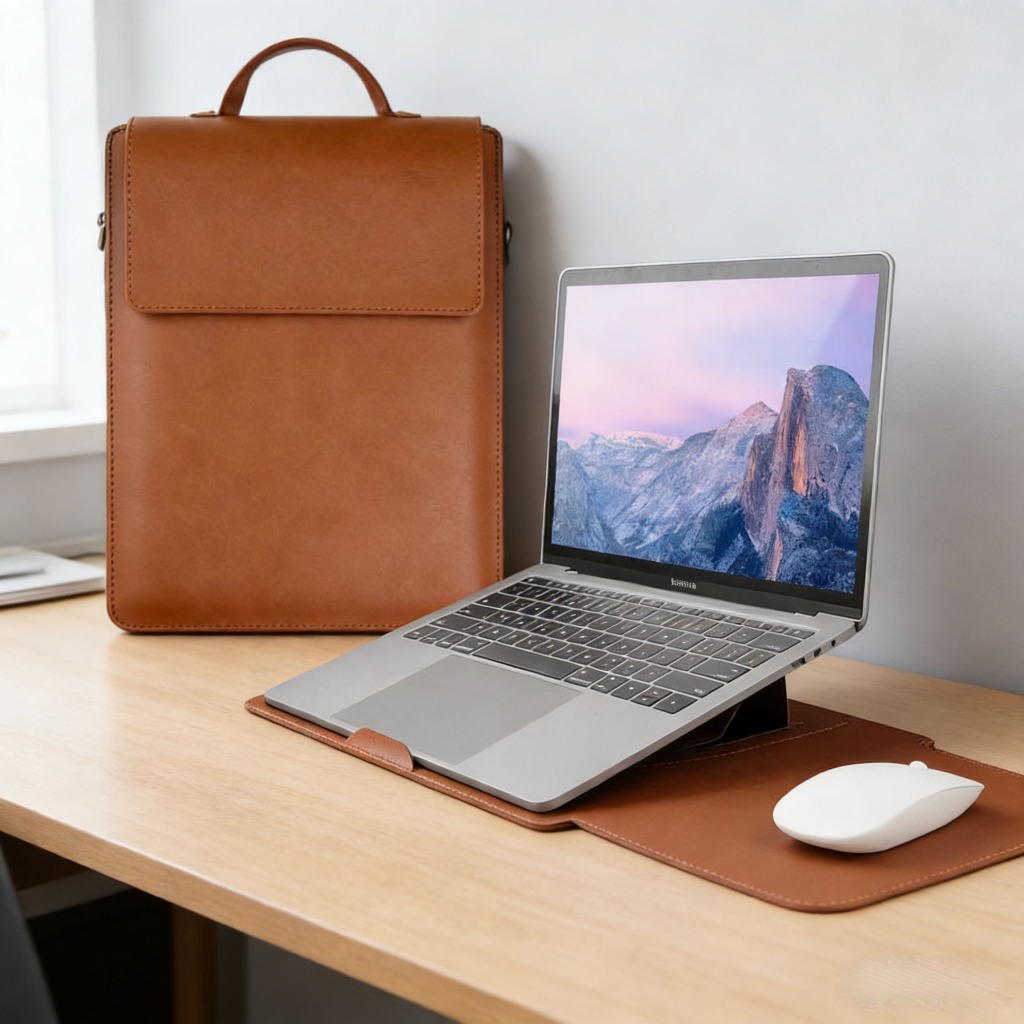 Macbook air M2 13.6 /14/15/16 Polegadas Capa De Couro PU Com Suporte De Mouse Pad Bolsa Multiuso Para Macbook air M2 13.6 /14/15/16 Polegadas Capa De Couro PU Com Suporte De Mouse Pad Bolsa Multiuso Para