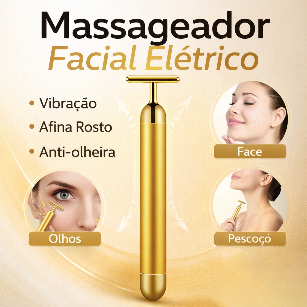 KIT 2 Massageador Facial Elétrico - Reduz Olheiras, Afina o Rosto e Promove Rejuvenescimento com Vibração