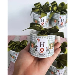 Tubolata Personalizada 5X6cm Safari/Ursinho/Balão p/ Batizado/ Aniversário/ Maternidade/ Chá de Bebê/ Vários Temas