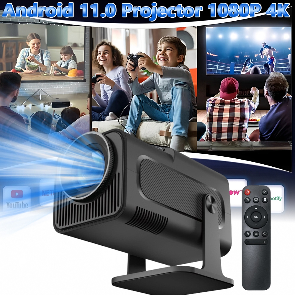 Projetor Smart HY320 Mini Android 11 Full HD 1080p Suporte 4K Wi-Fi 6 Bluetooth Rotação 180° Portátil
