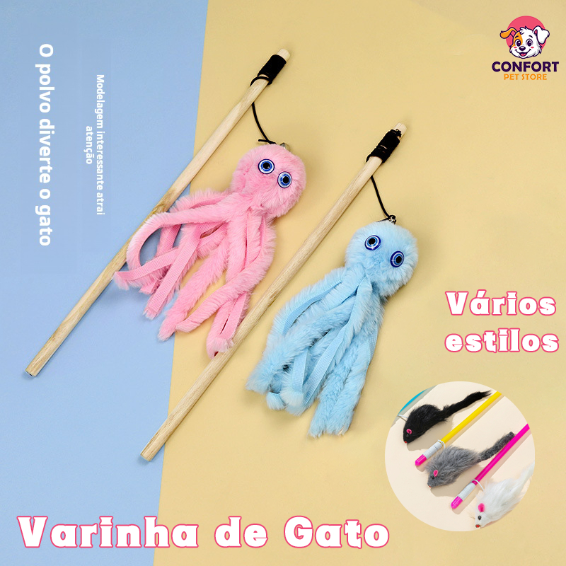 Brinquedo Varinha com Polvo Gatos Brinquedos para gatos, varinhas para gatos, brinquedos para gatos Varinha de Gato