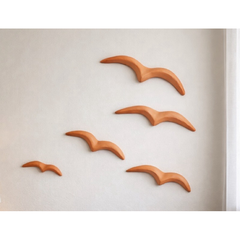 Conjunto com 5 Gaivotas de Parede em Cerâmica