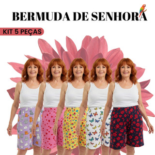 KIT 5 Bermuda Feminina em Malha Fria Leve e Fresca