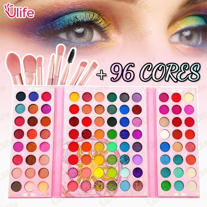 Paleta de sombras com 96 tons perolados e matte, de longa duração e alta pigmentação -UF