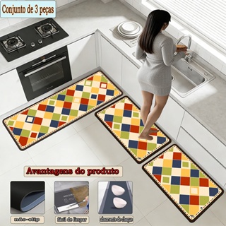 Kit 3 Tapetes de Cozinha Borracha - Antiderrapante, Super Absorvente! Elimine Umidade com Secagem Rápida em Oferta na Shopee