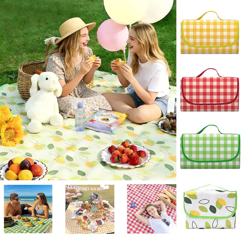 Tapete De Piquenique Portátil Dobrável E Impermeável Adequado Para Camping Ao Ar Livre E Praia 200×200cm