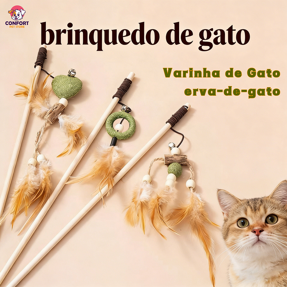 Varinha para gatos, brinquedo para gatos, brinquedo para gatos com catnip Varinha de Gato Varinha Pena Gato