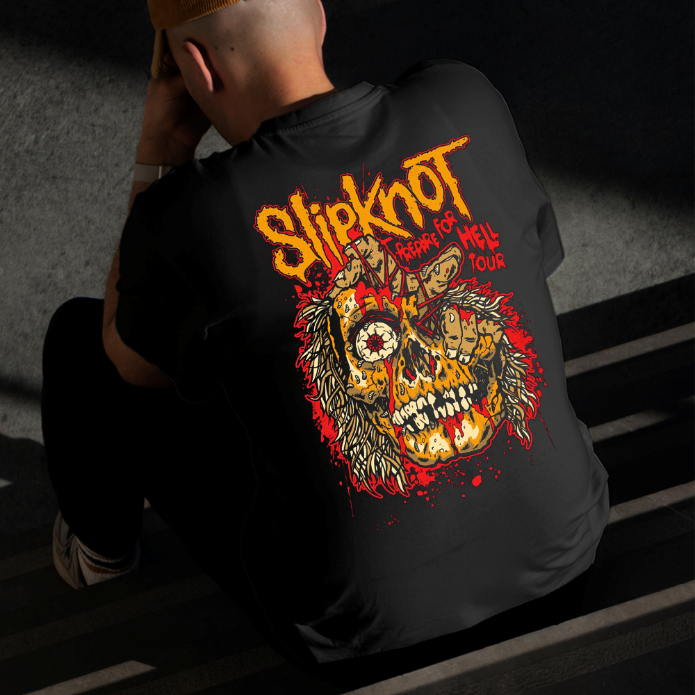 Camiseta Masculina Estampada Slipknot Caveira 100% Algodão Estilo Conforto Diário Do Tamanho P ao GG