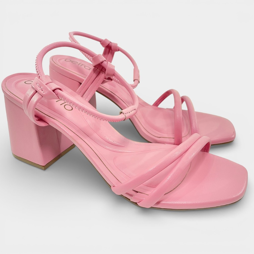 Sandália Beira Rio Calce Fácil Salto Bloco - Rosa Claro em Oferta na Shopee