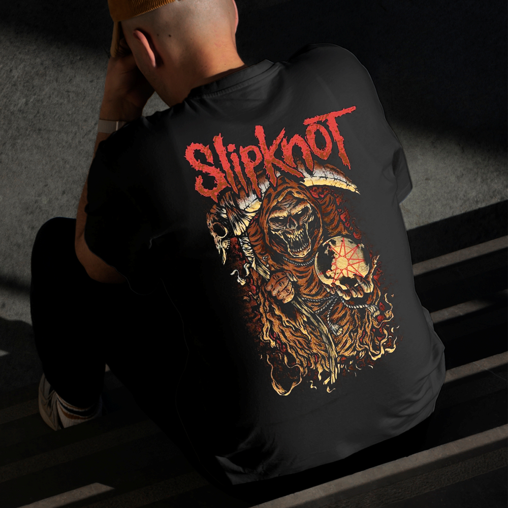 Camiseta Masculina Estampada Slipknot Morte 100% Algodão Estilo Conforto Diário Do Tamanho P ao GG
