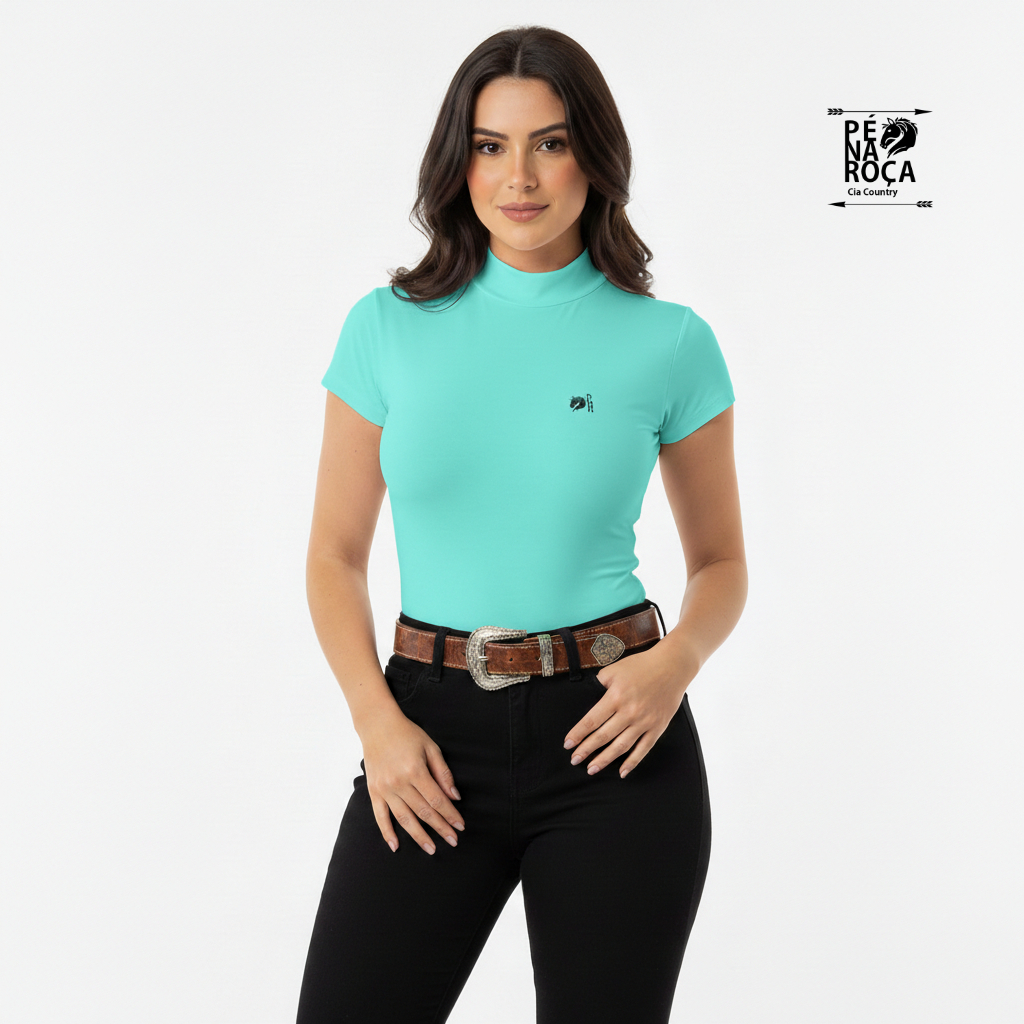 Pé na Roça Cia Country Body UV GOLA ALTA MANGA CURTA com proteção solar  cavalgada rodeio  PNR001