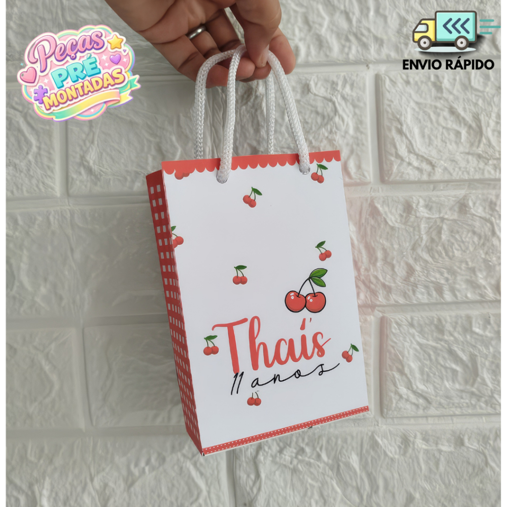 Sacolinha P Cereja/Cerejinha Personalizados /Lembrancinha de Festa /Aniversário