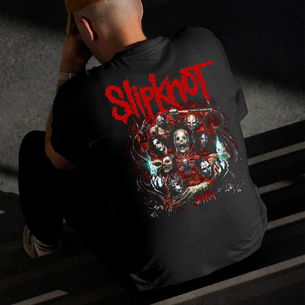 Camiseta Masculina Estampada Slipknot Integrantes 100% Algodão Estilo Conforto Diário Tamanho P GG