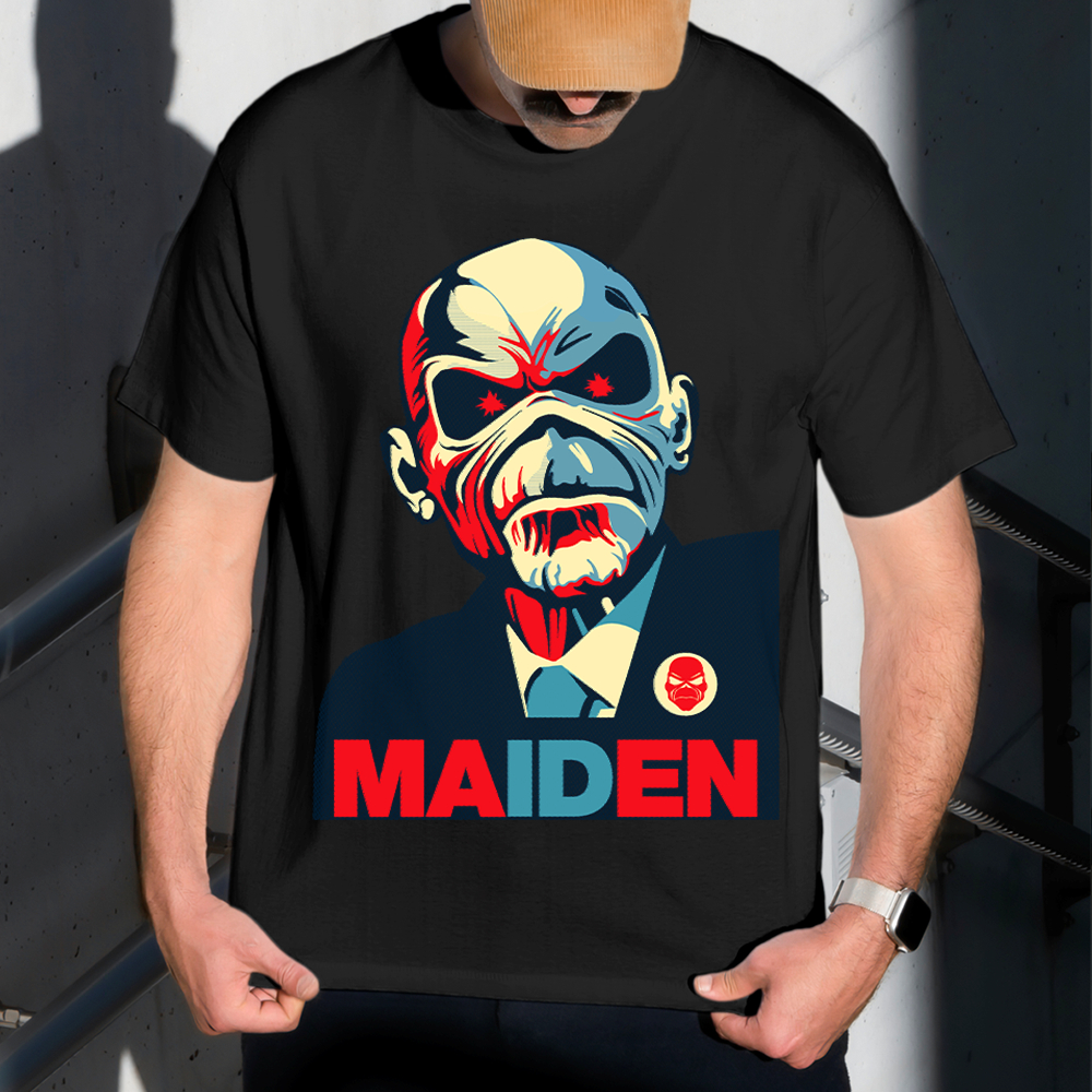 Camiseta Masculina Estampa Iron Maden Terno 100% Algodão Estilo Conforto Diário Do Tamanho P ao GG