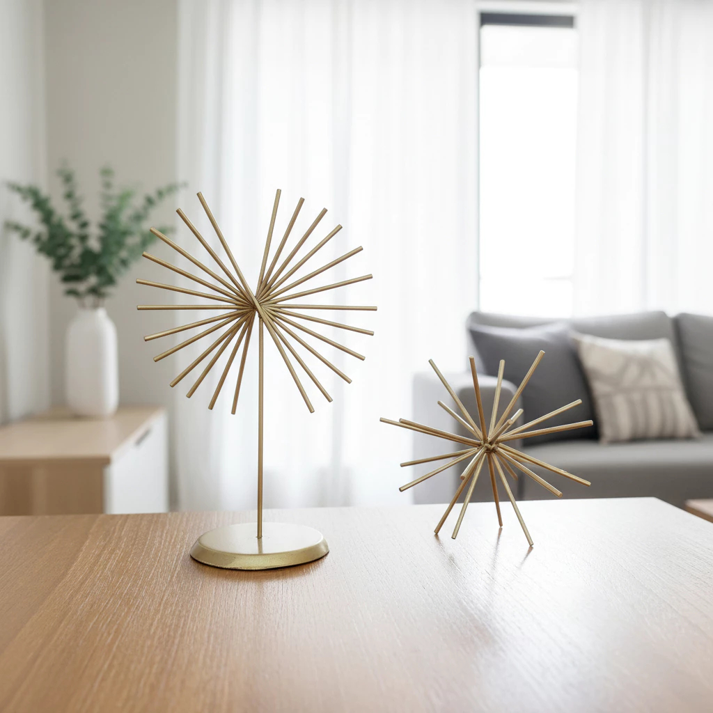 Kit Ouriço + Escultura Girassol Decoração Luxo Designer Moderno E Minimalista Para Sala E Escritório em Oferta na Shopee