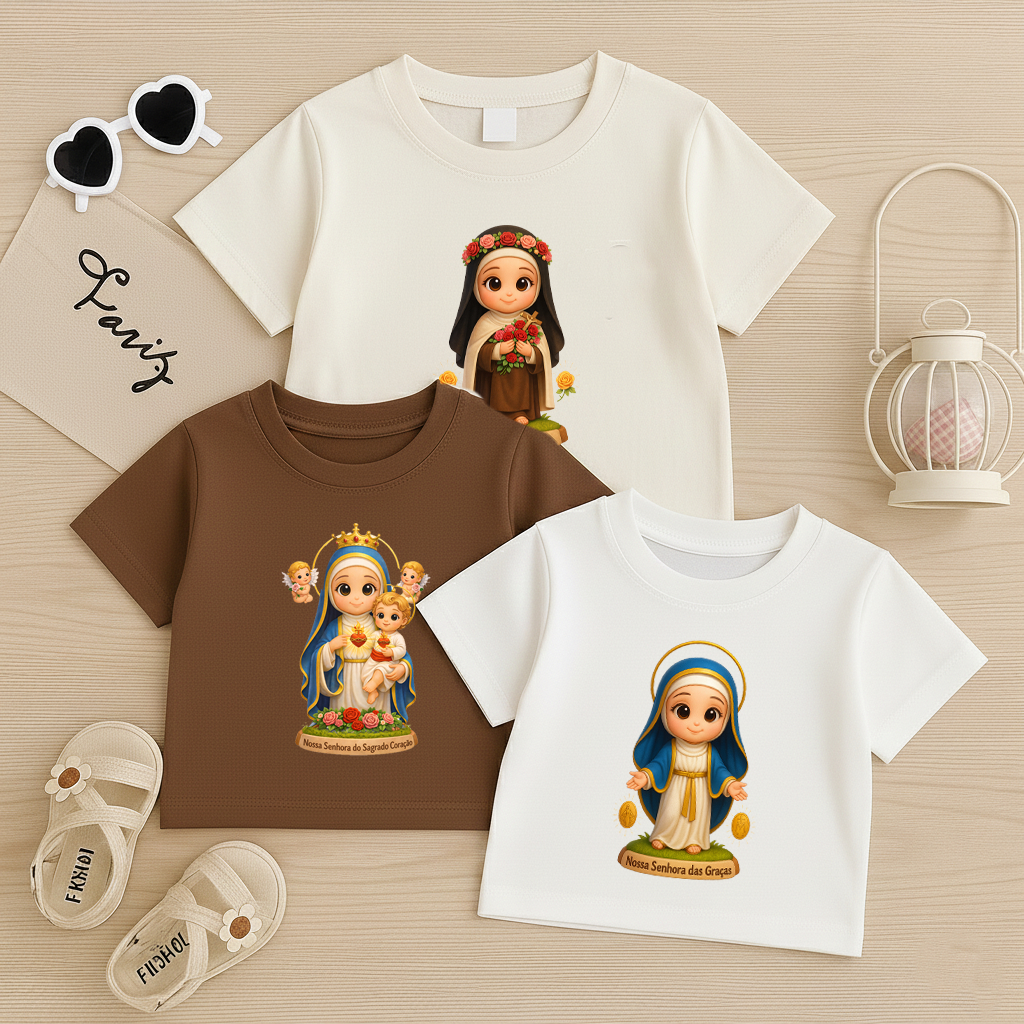 Kit 3 Camiseta Infantil Nossa Senhora Santinhas Moda Religiosa Blusa Santa Terezinha Lançamento em Oferta na Shopee