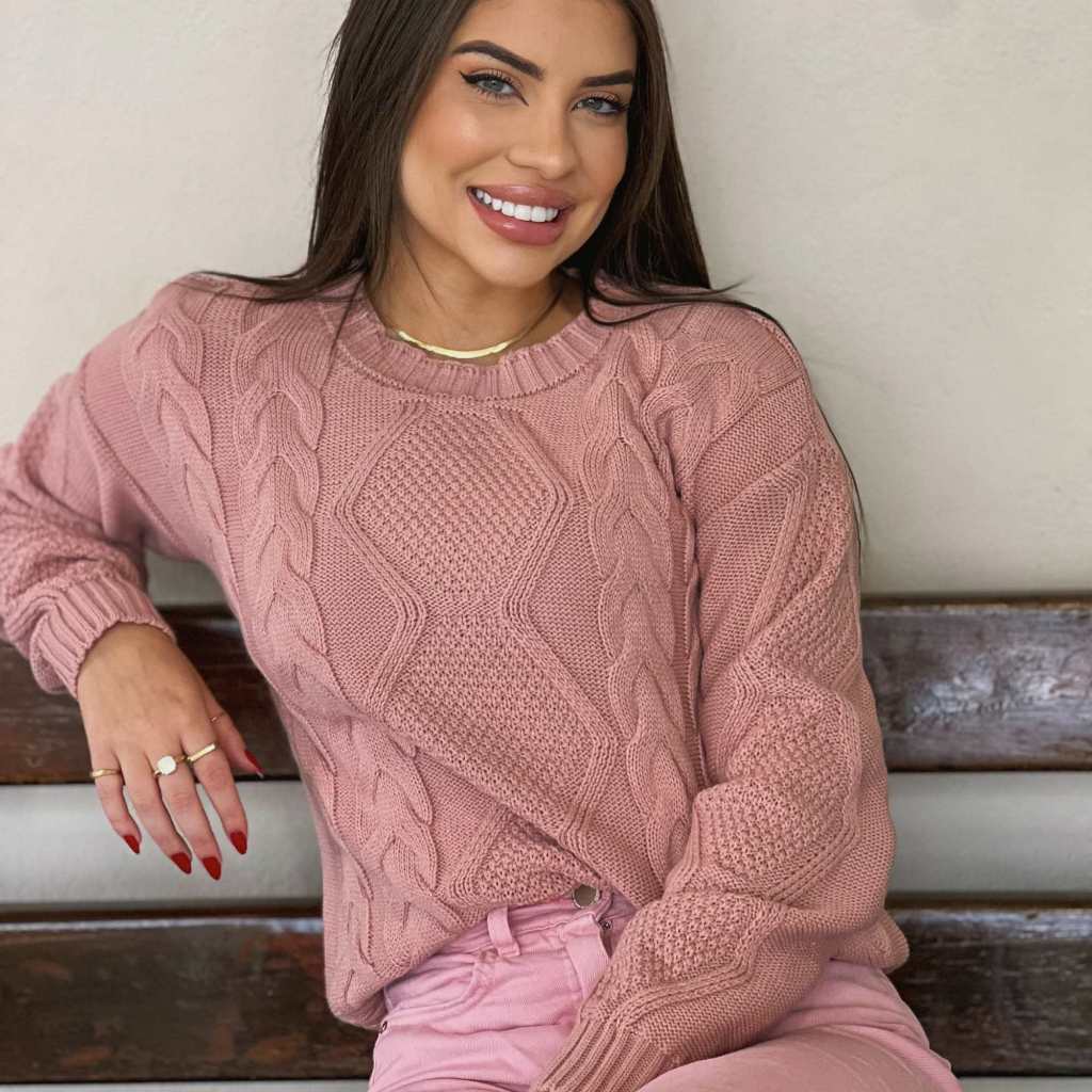 Blusa Feminina Tricô Inverno Tendencia 2026 Frio Moda Blogueira Manga Longa Lançamento em Oferta na Shopee