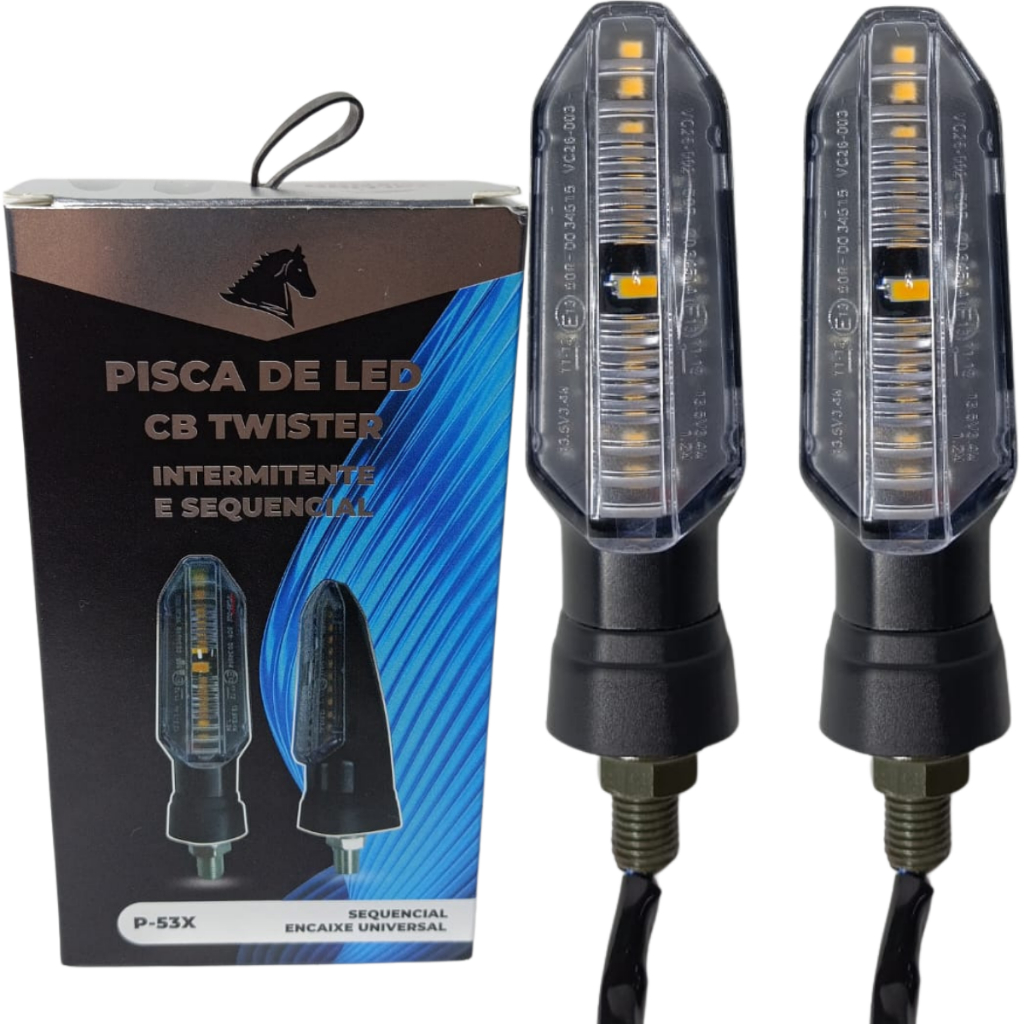 Par Pisca Led Twister 2 Em 1 Sequencial x Intermitente Cg Fan Titan 125 150 Cb 300 Xre 300 Tornado
