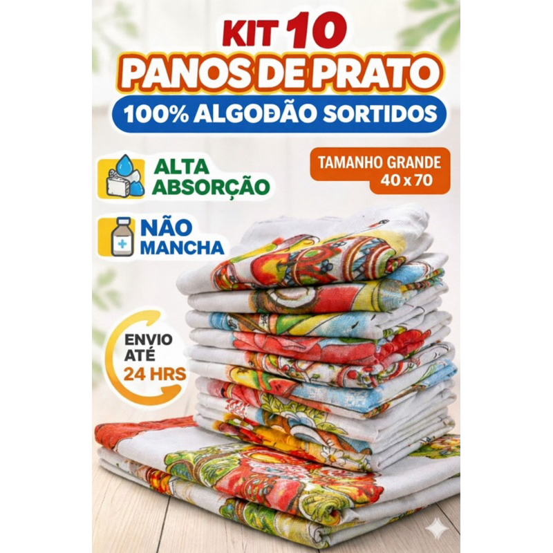 Pano de prato estampado para cozinha - 40x70 - tamanho grande em Oferta na Shopee