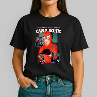 Camiseta Feminina 100% Algodão Camisa The Amazing Saint Carlo Acutis Casual Religioso Fé Católica em Oferta na Shopee
