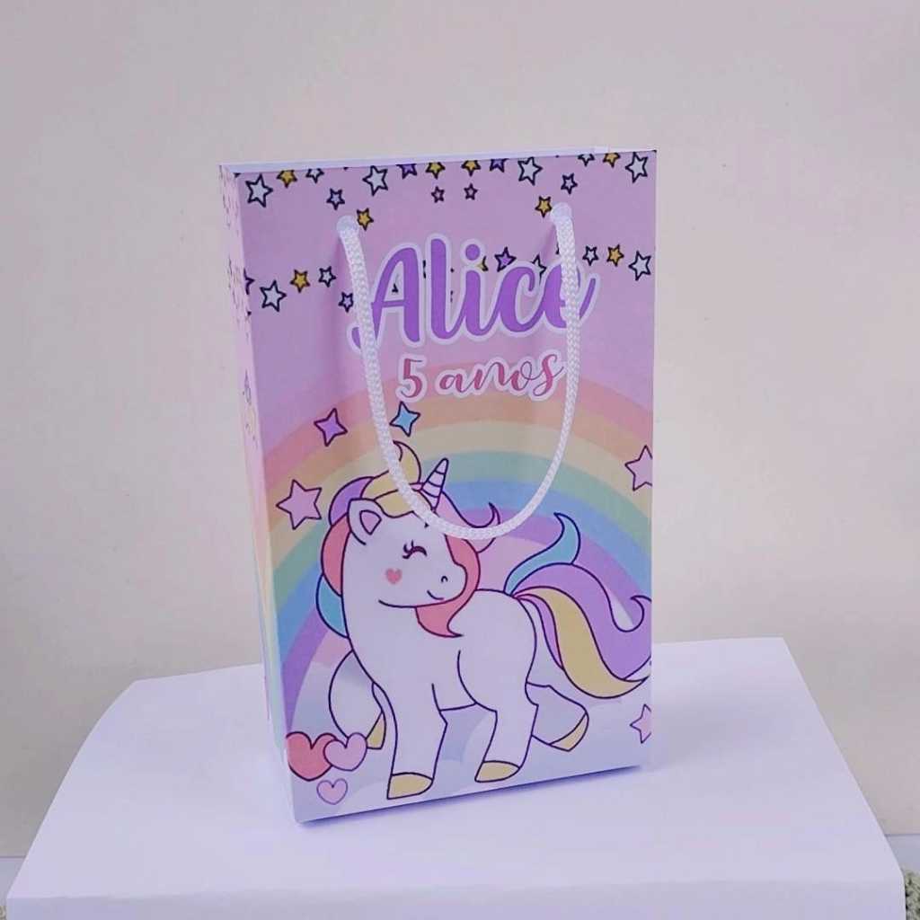 Kit Sacolinha Surpresa Personalizada UNICORNIO | Lembrancinhas | Aniversário | PEGUE E MONTE