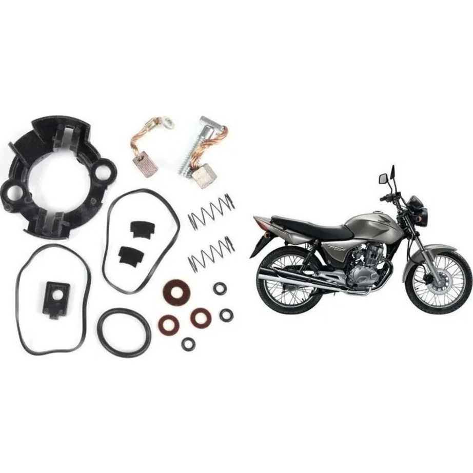 Escova Motor Arranque Titan 150 Fan 150 Nxr 150 Kit Com Mesa
