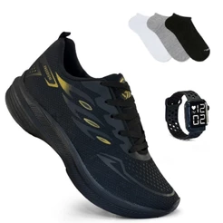 Tenis Masculino Esportivo + Relogio + Meia Corrida Treino Sola Ultra Macio Tenis Respiravel Super leve